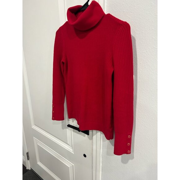 Talbots Red Ribbed Turtleneck Pullover Sweater Sz Small Cozy Knitwear Staple - Picture 3 of 11